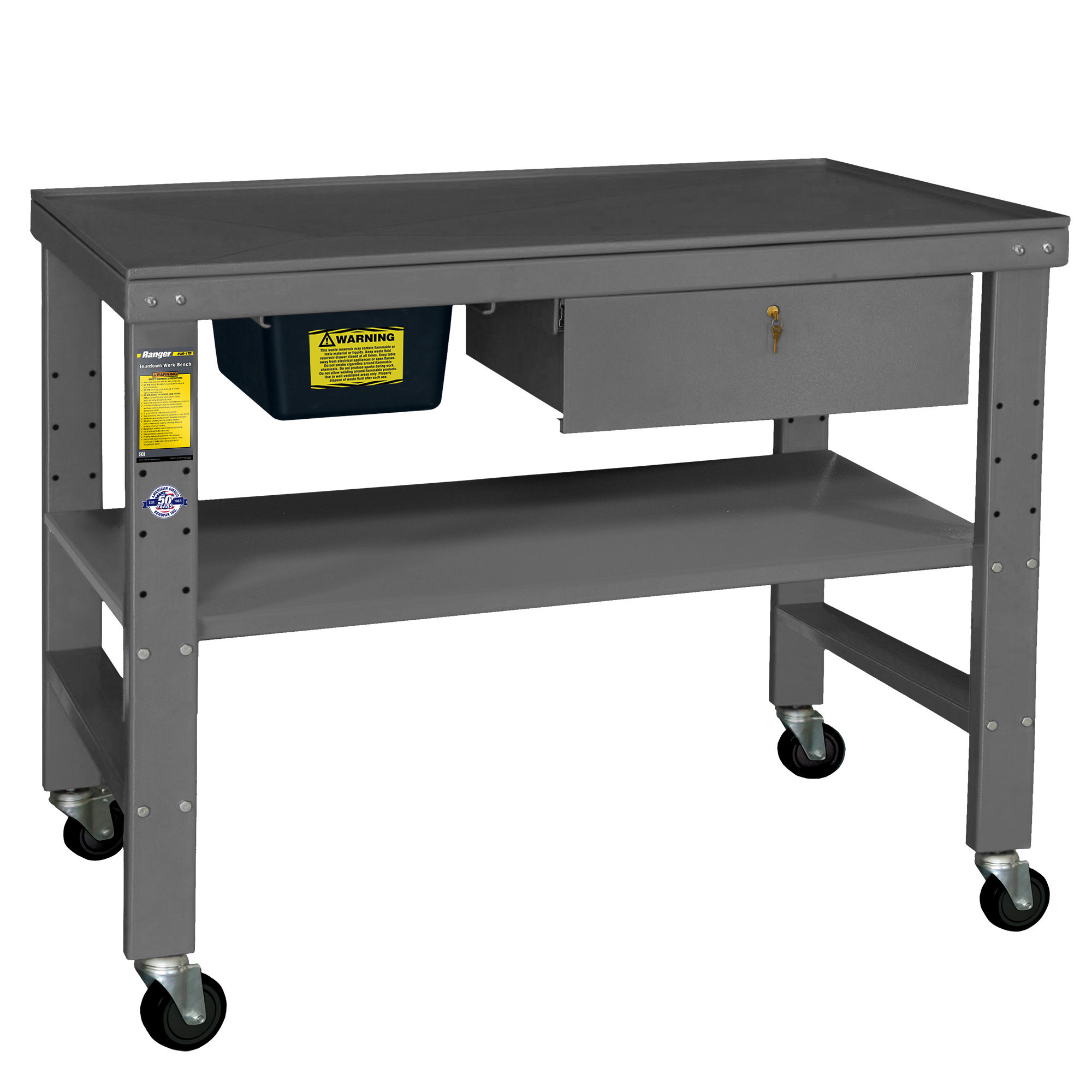 Ranger Products 6 1/2ft. Heavy-Duty Tear-Down Workbench, 500-Lb. Capacity, 79in.W x 25 1/4in.D x 34 1/2in.H, Model# RWB-1TD
